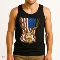 USA Flag Deer Hunting Gift Tank Top thumb 3