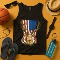 USA Flag Deer Hunting Gift Tank Top thumb 4