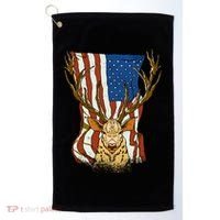 USA Flag Deer Hunting Gift Golf Towel thumb 0