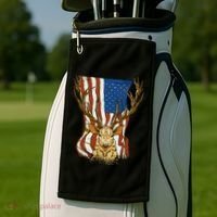 USA Flag Deer Hunting Gift Golf Towel thumb 2