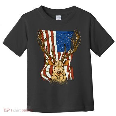 USA Flag Deer Hunting Gift Toddler T-Shirt