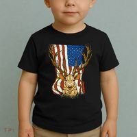 USA Flag Deer Hunting Gift Toddler T-Shirt thumb 2