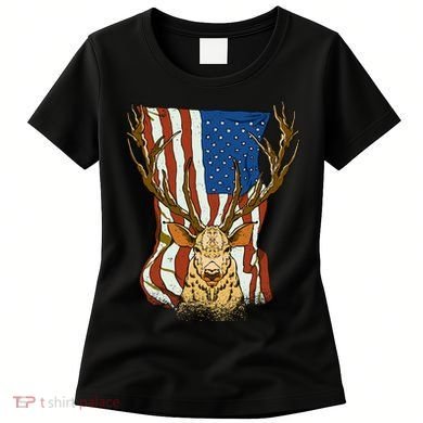 USA Flag Deer Hunting Gift Women's T-Shirt