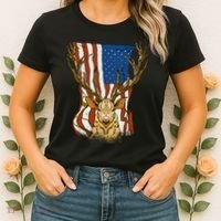 USA Flag Deer Hunting Gift Women's T-Shirt thumb 2
