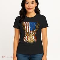 USA Flag Deer Hunting Gift Women's T-Shirt thumb 4