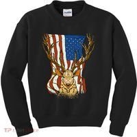 USA Flag Deer Hunting Gift Kids Sweatshirt thumb 0