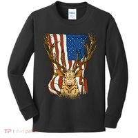 USA Flag Deer Hunting Gift Kids Long Sleeve Shirt thumb 0