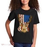 USA Flag Deer Hunting Gift Kids T-Shirt thumb 2