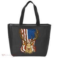 USA Flag Deer Hunting Gift Tote Bag thumb 0