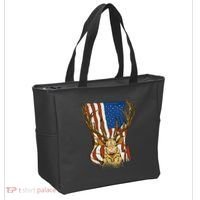 USA Flag Deer Hunting Gift Tote Bag thumb 2