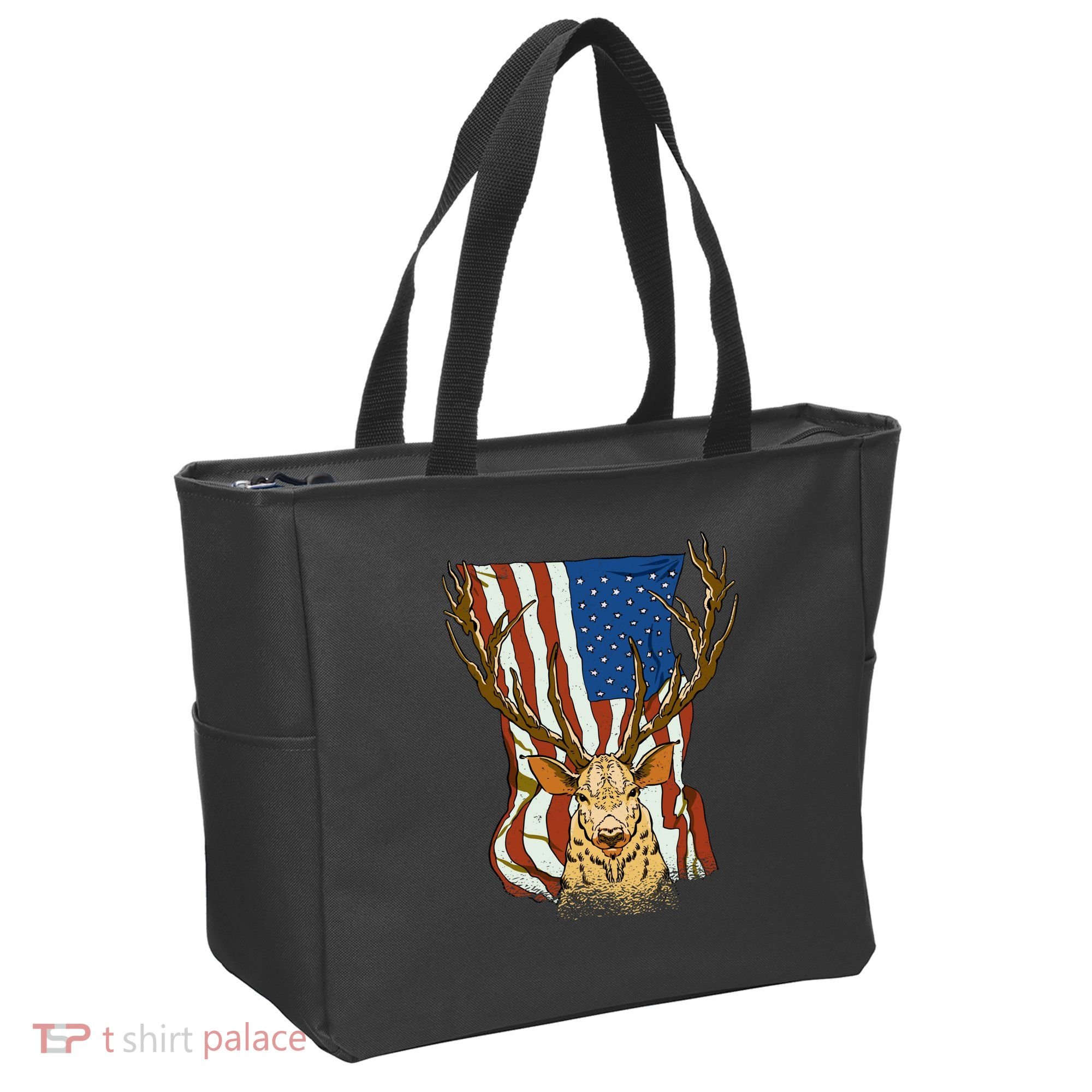 USA Flag Deer Hunting Gift Tote Bag