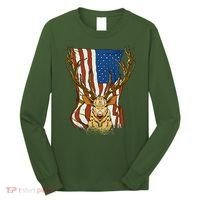USA Flag Deer Hunting Gift Long Sleeve Shirt thumb 0