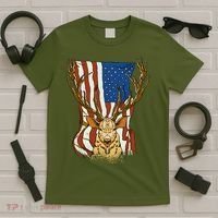 USA Flag Deer Hunting Gift T-Shirt thumb 5