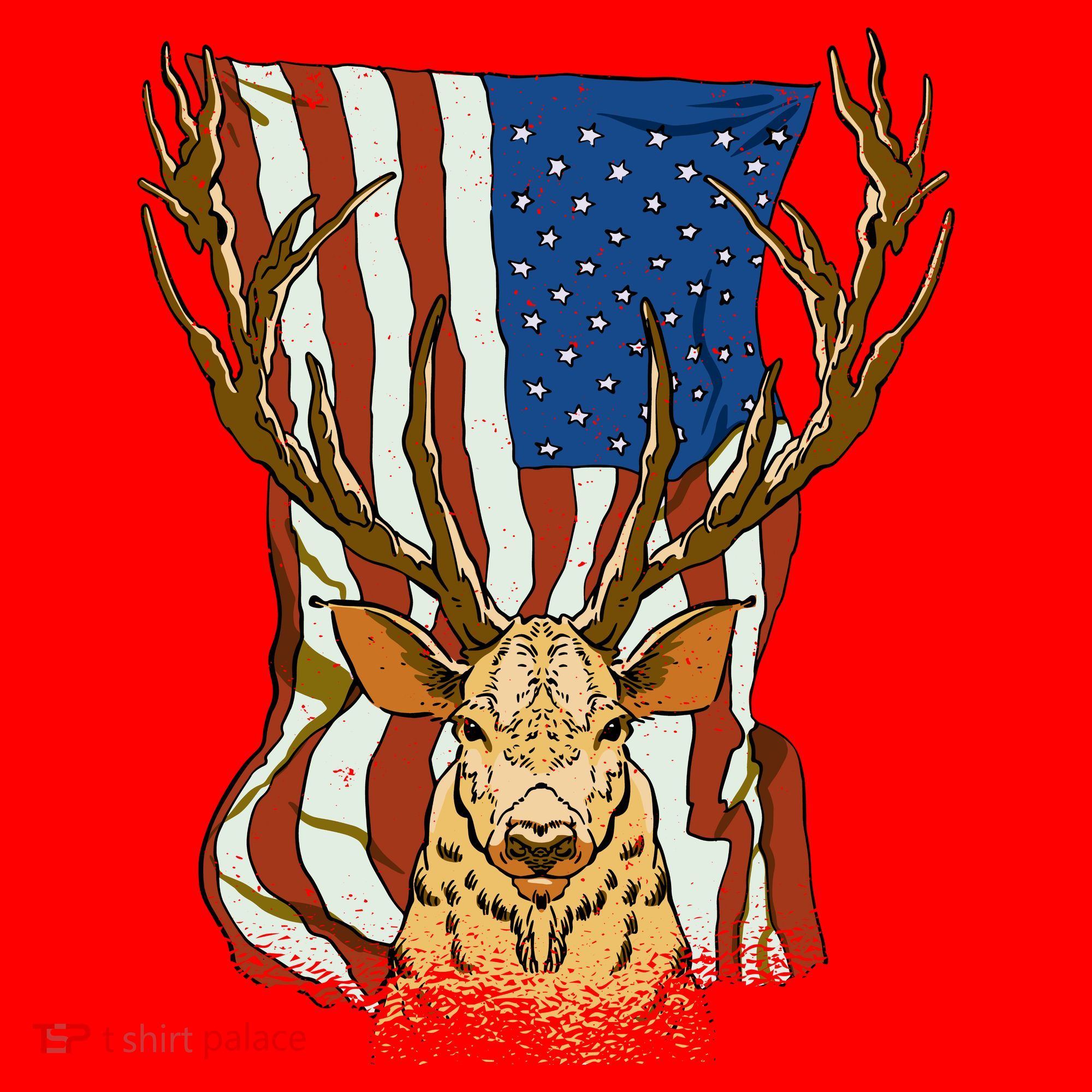 USA Flag Deer Hunting Gift Santa Hat