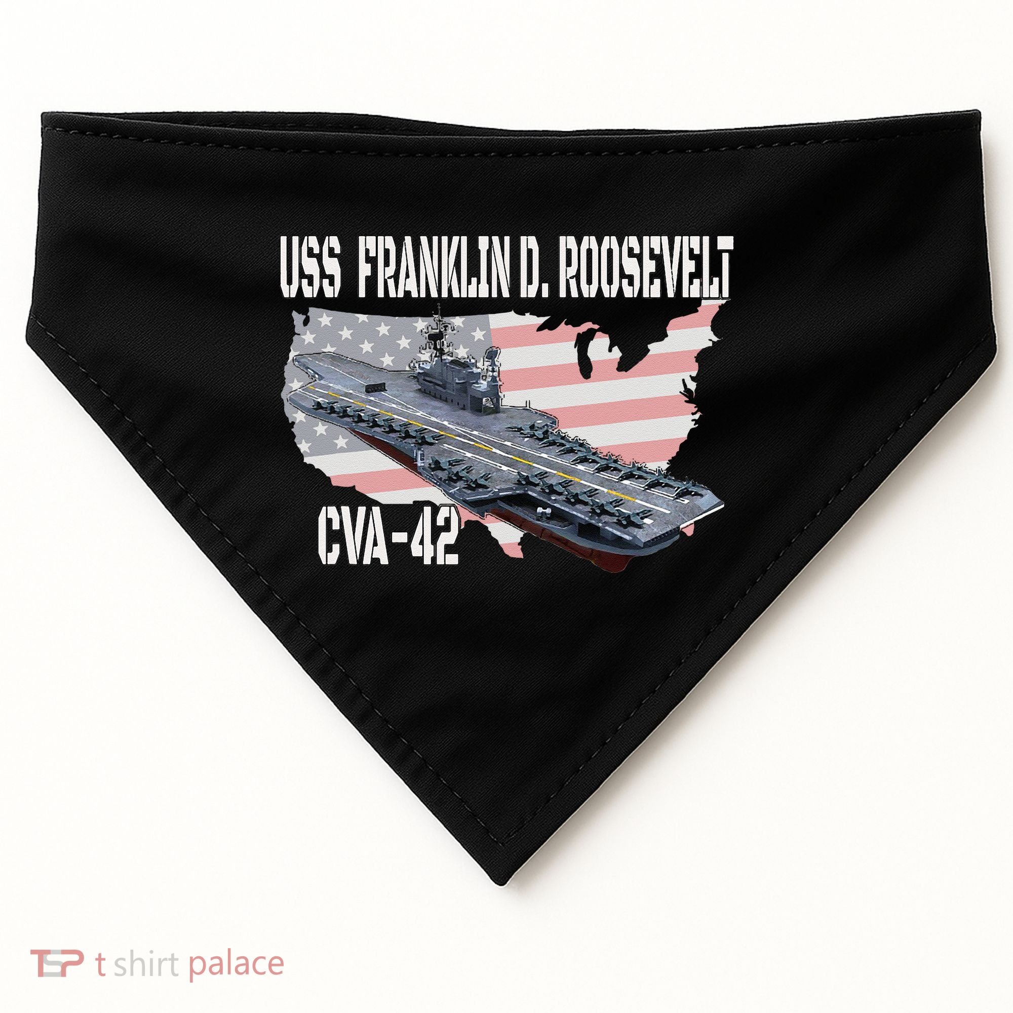 USS Franklin D. Roosevelt CVA 42 Aircraft Carrier Veterans USA-Made Doggie Bandana