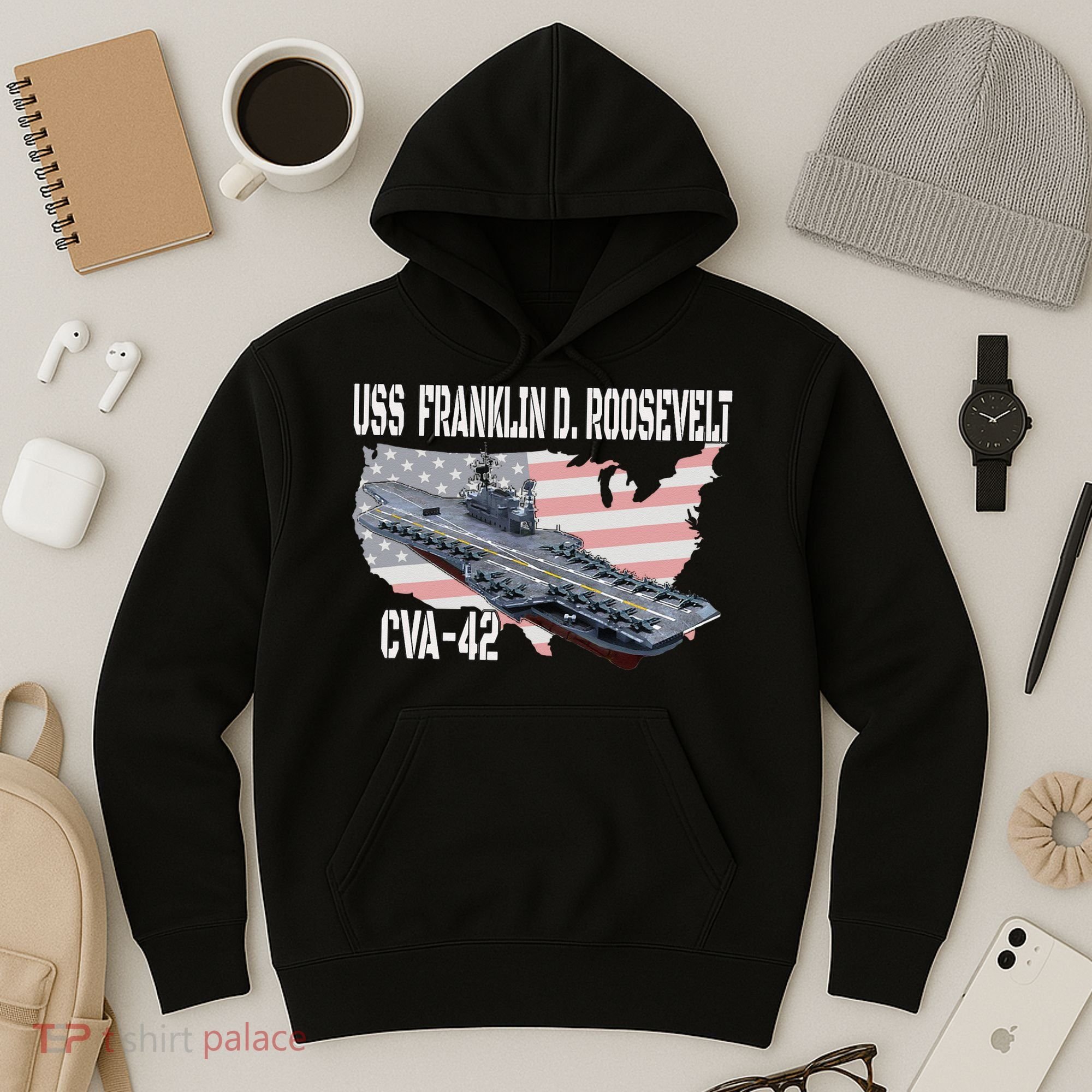 USS Franklin D. Roosevelt CVA 42 Aircraft Carrier Veterans Hoodie
