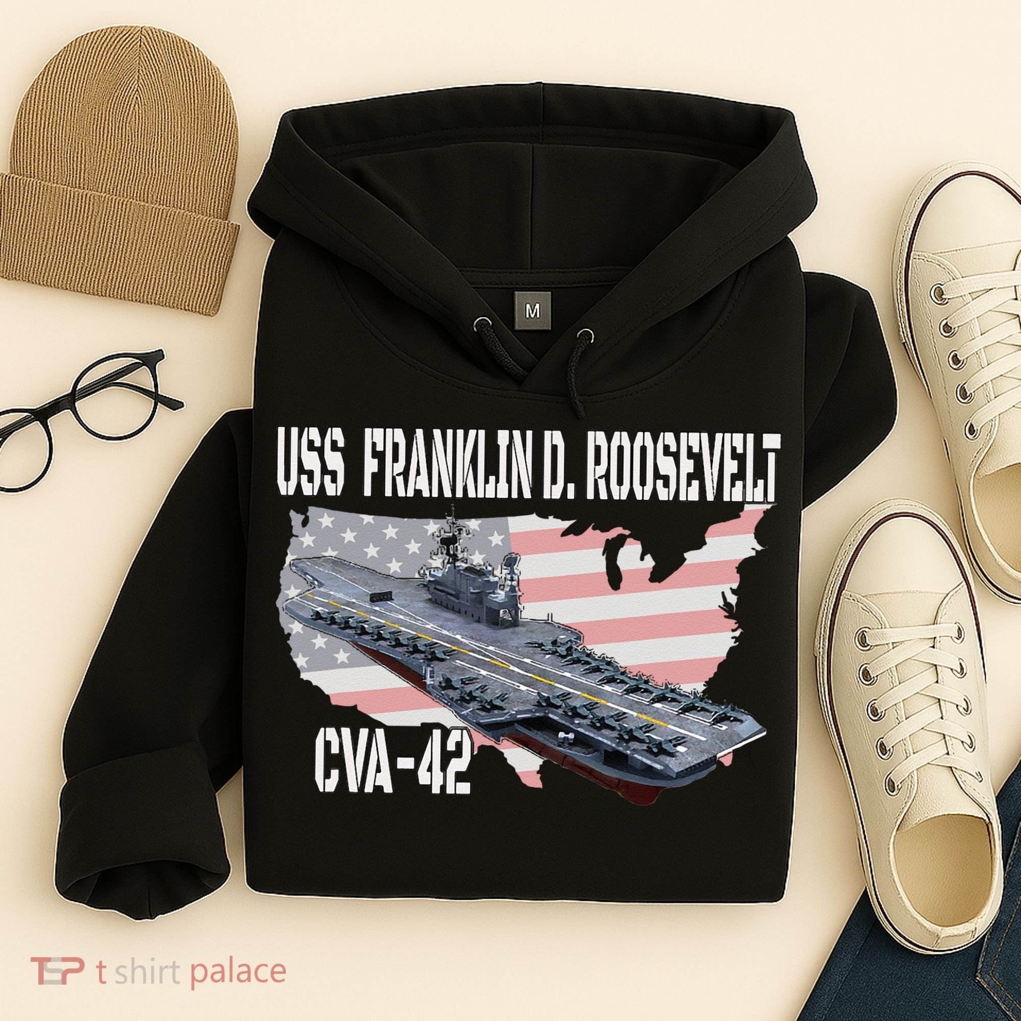 USS Franklin D. Roosevelt CVA 42 Aircraft Carrier Veterans Hoodie