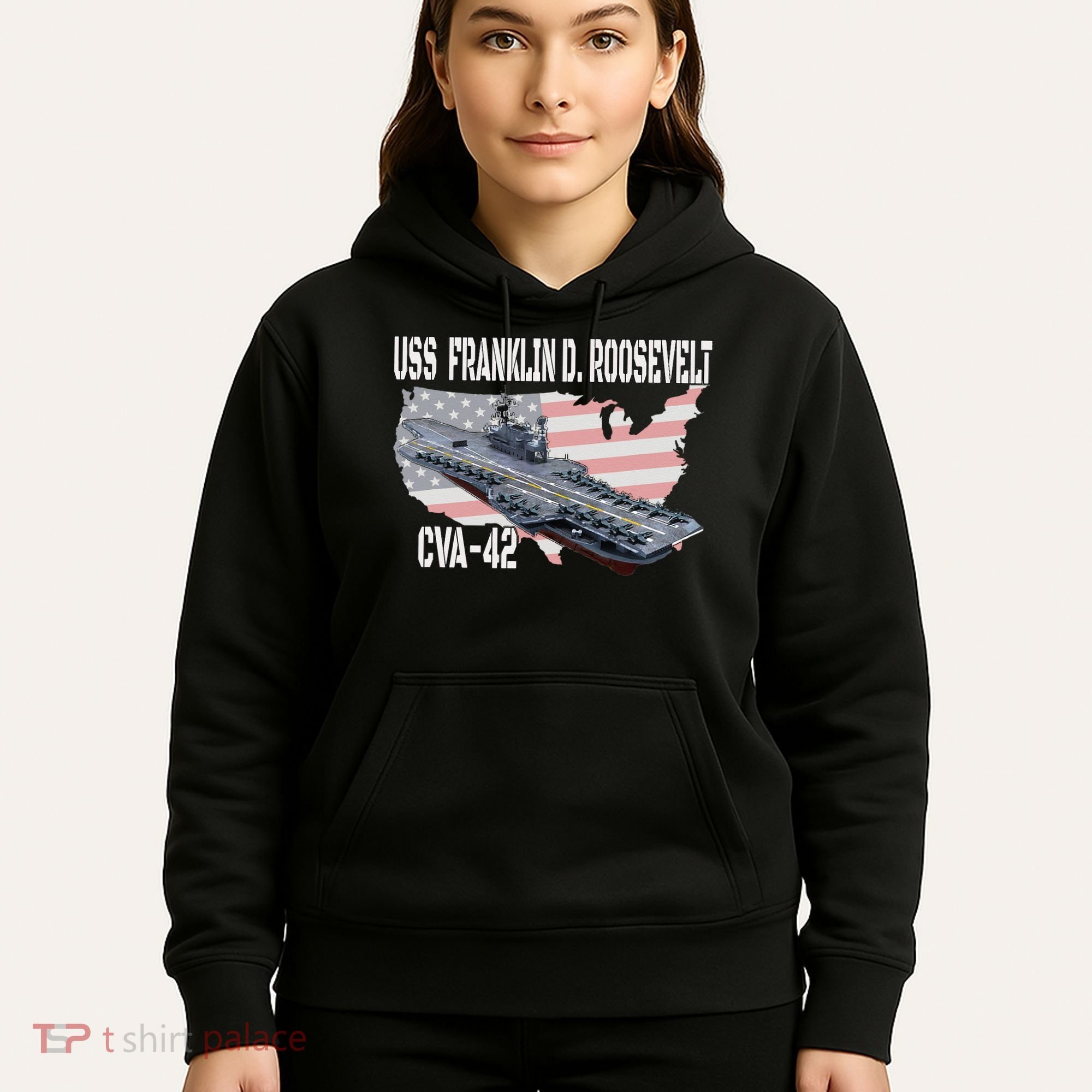 USS Franklin D. Roosevelt CVA 42 Aircraft Carrier Veterans Hoodie