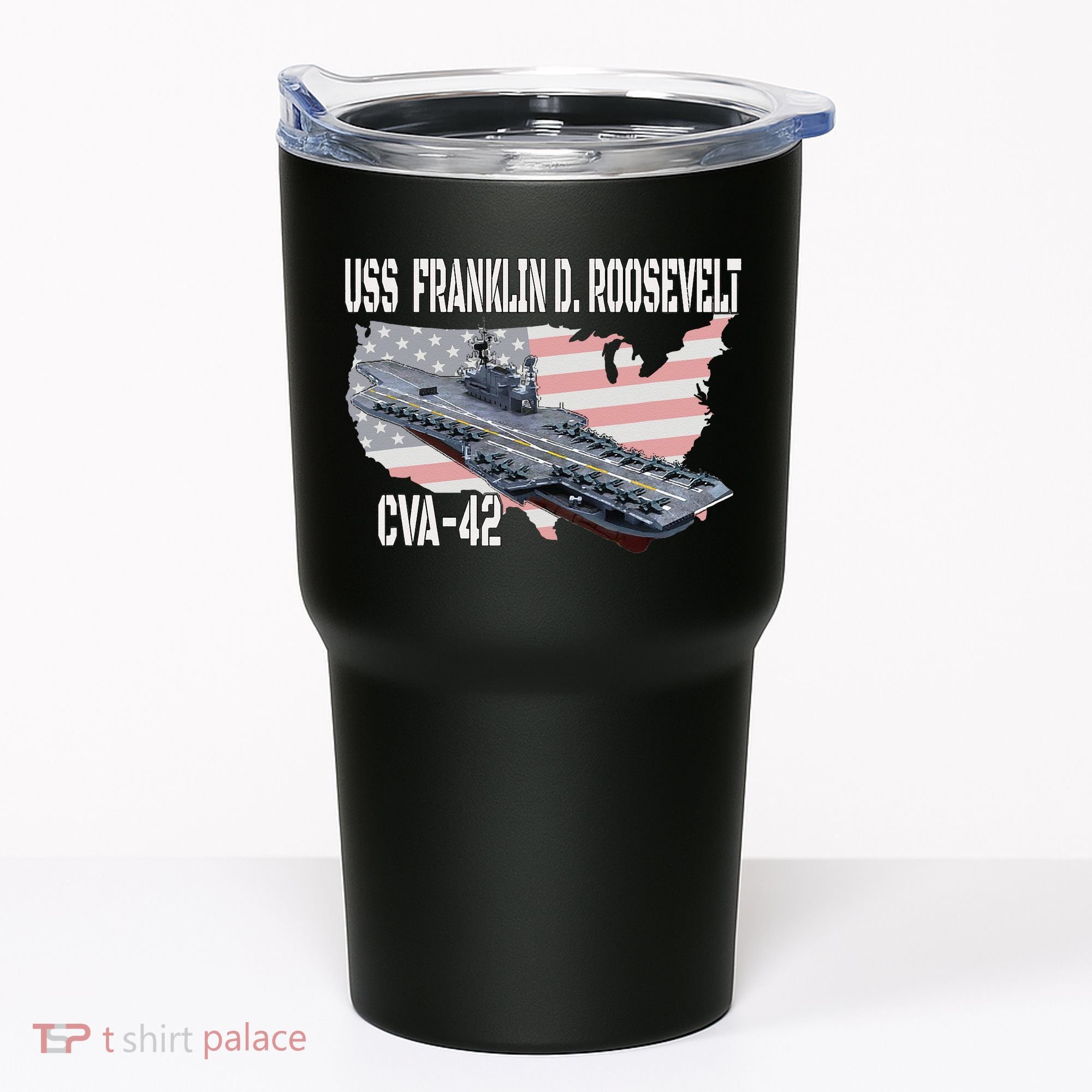 USS Franklin D. Roosevelt CVA 42 Aircraft Carrier Veterans Tumbler