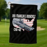 USS Franklin D. Roosevelt CVA 42 Aircraft Carrier Veterans Golf Towel thumb 1