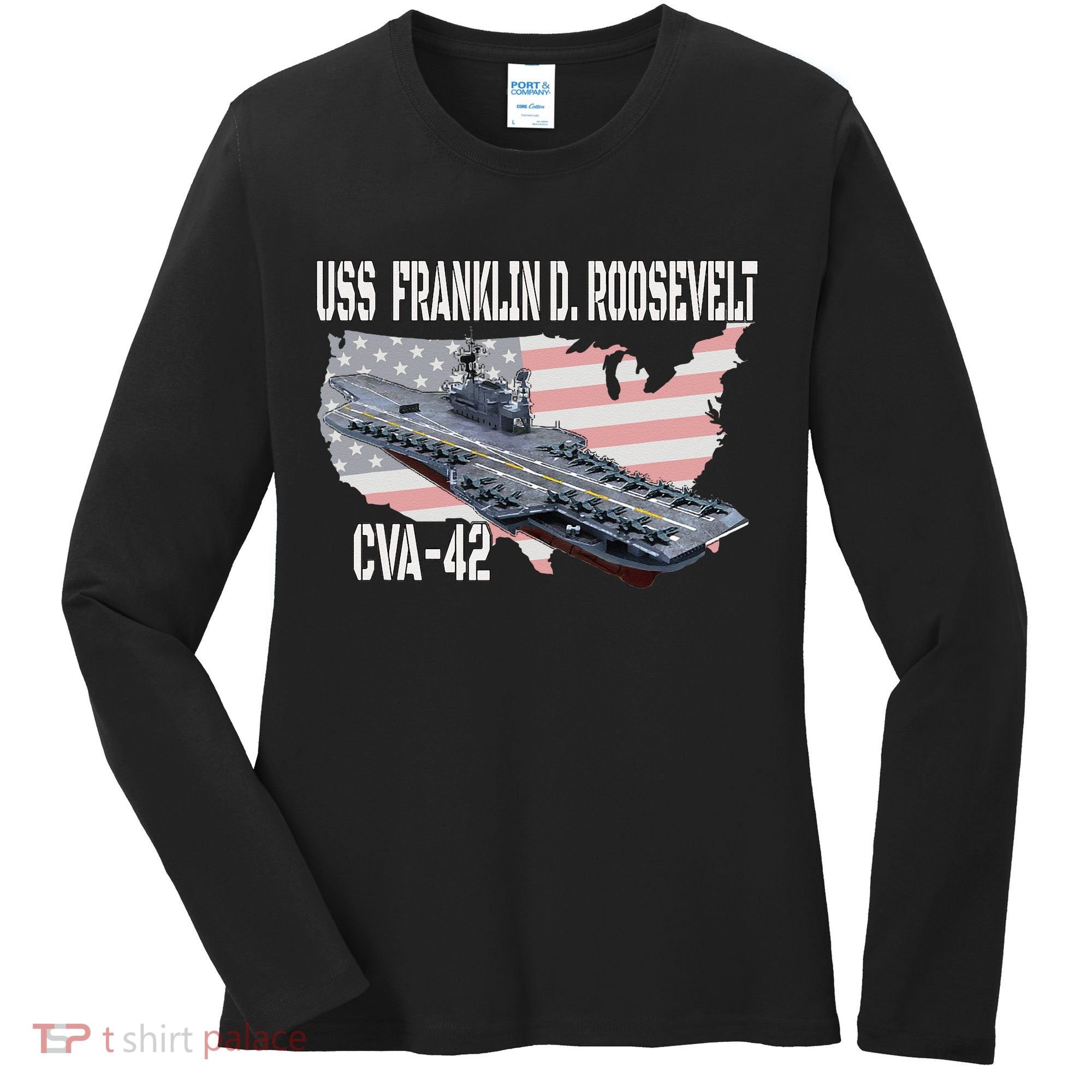 USS Franklin D. Roosevelt CVA 42 Aircraft Carrier Veterans Women's Long Sleeve Shirt
