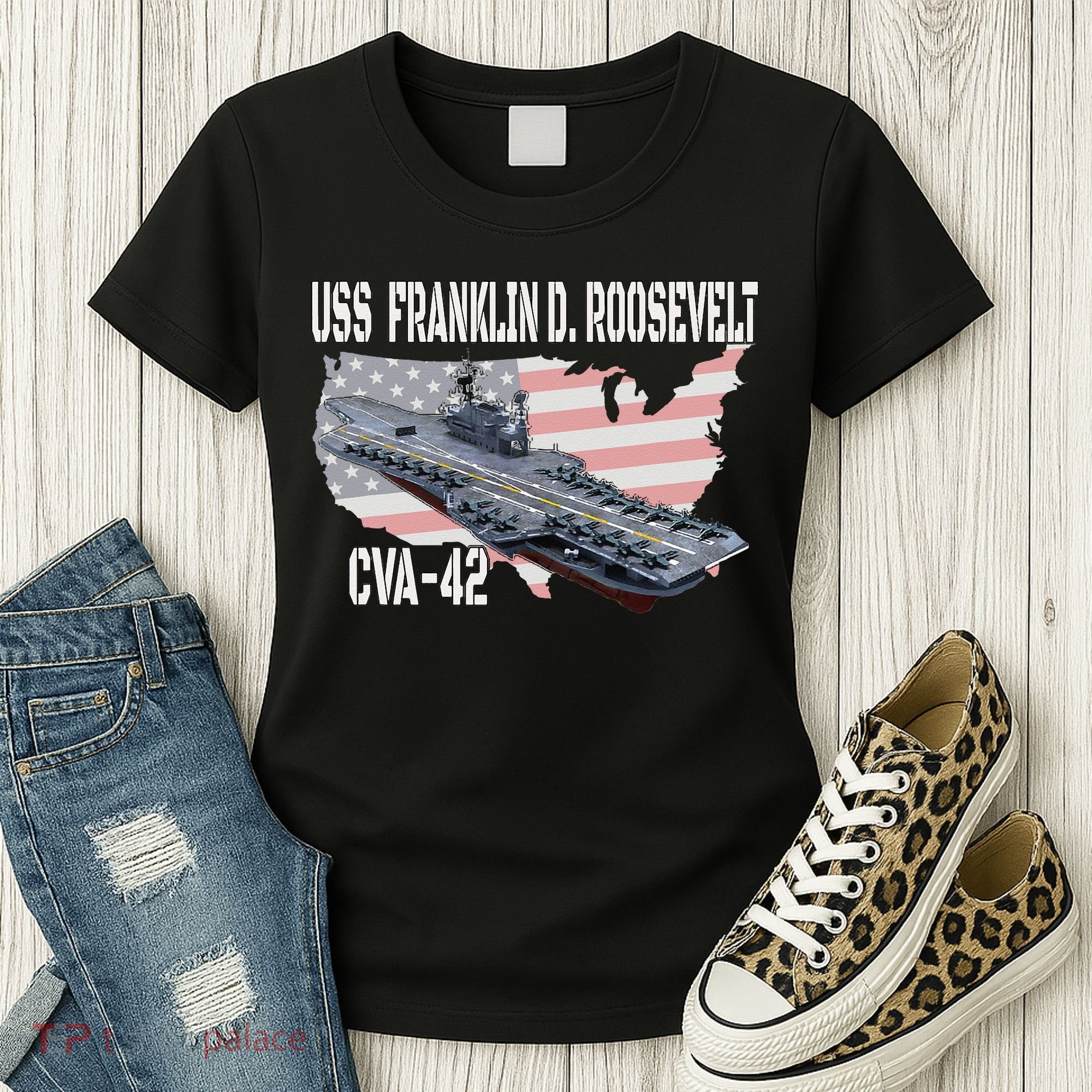 USS Franklin D. Roosevelt CVA 42 Aircraft Carrier Veterans Women's T-Shirt