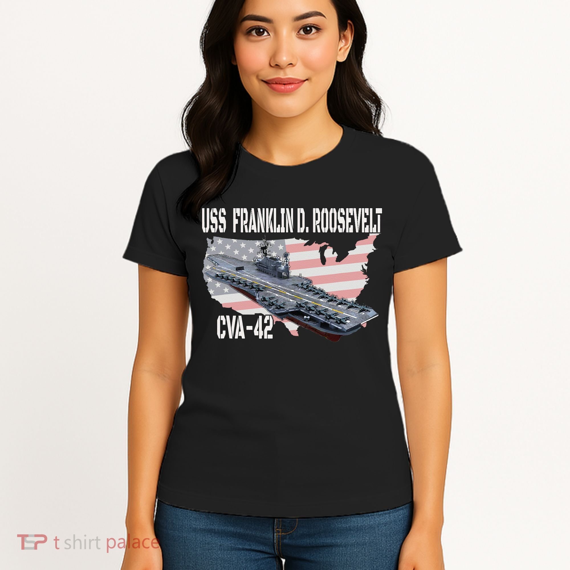 USS Franklin D. Roosevelt CVA 42 Aircraft Carrier Veterans Women's T-Shirt