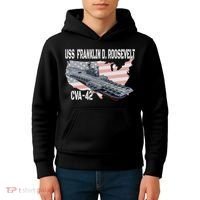 USS Franklin D. Roosevelt CVA 42 Aircraft Carrier Veterans Kids Hoodie thumb 4