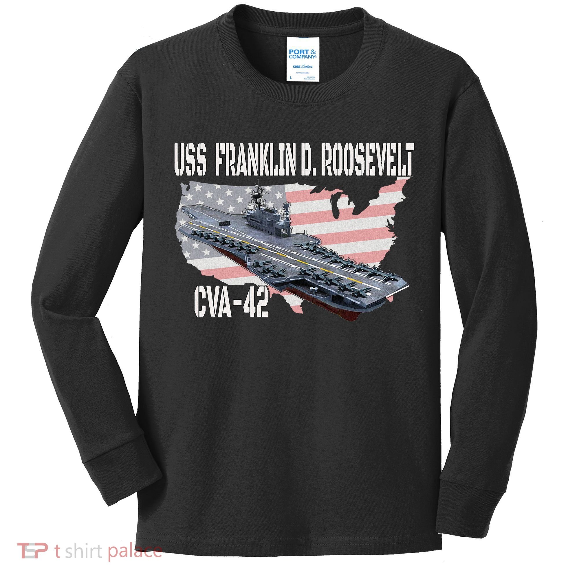 USS Franklin D. Roosevelt CVA 42 Aircraft Carrier Veterans Kids Long Sleeve Shirt