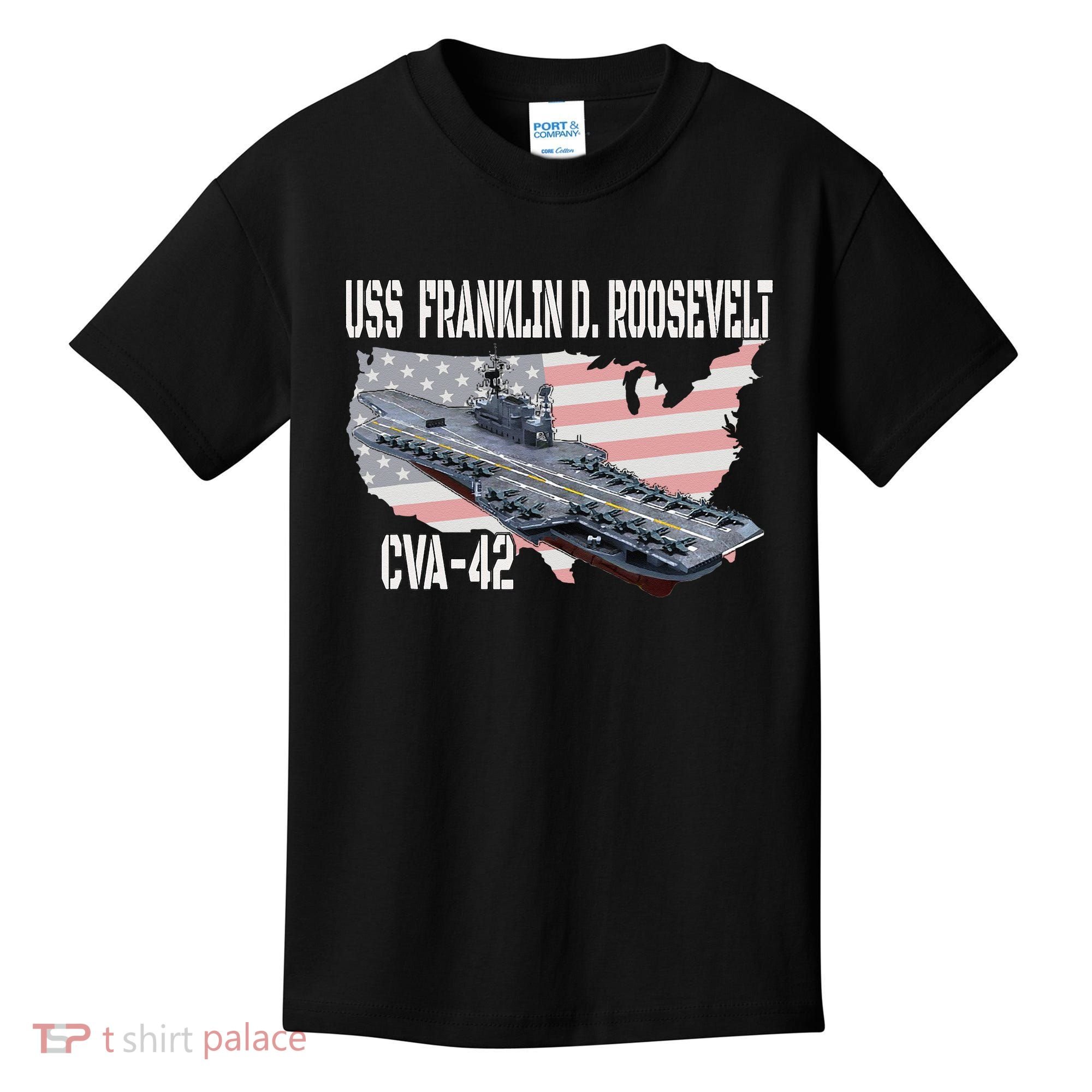 USS Franklin D. Roosevelt CVA 42 Aircraft Carrier Veterans Kids T-Shirt