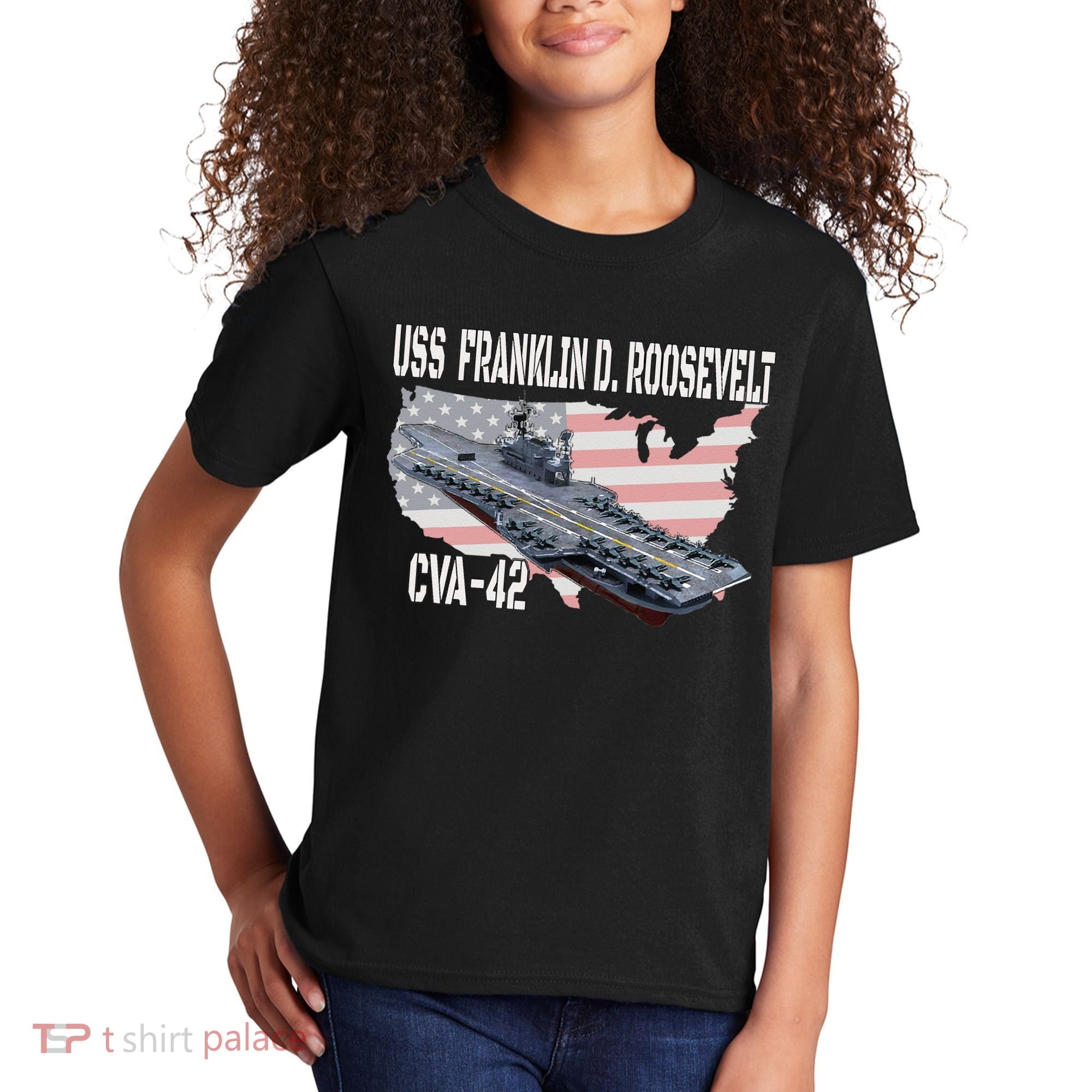 USS Franklin D. Roosevelt CVA 42 Aircraft Carrier Veterans Kids T-Shirt