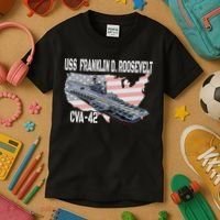 USS Franklin D. Roosevelt CVA 42 Aircraft Carrier Veterans Kids T-Shirt thumb 3