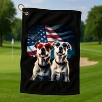 Usa Flag Dog Golf Towel thumb 1