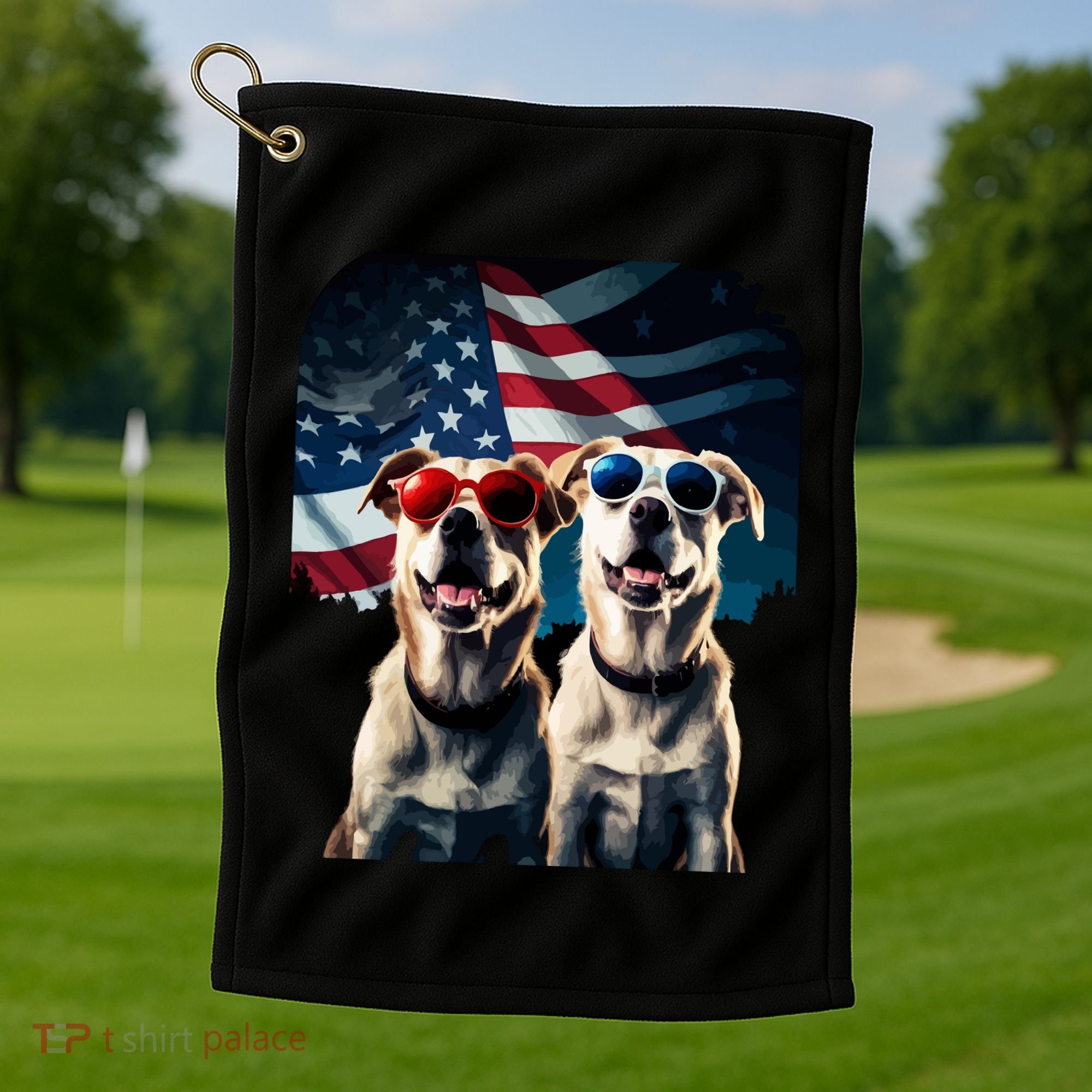 Usa Flag Dog Golf Towel