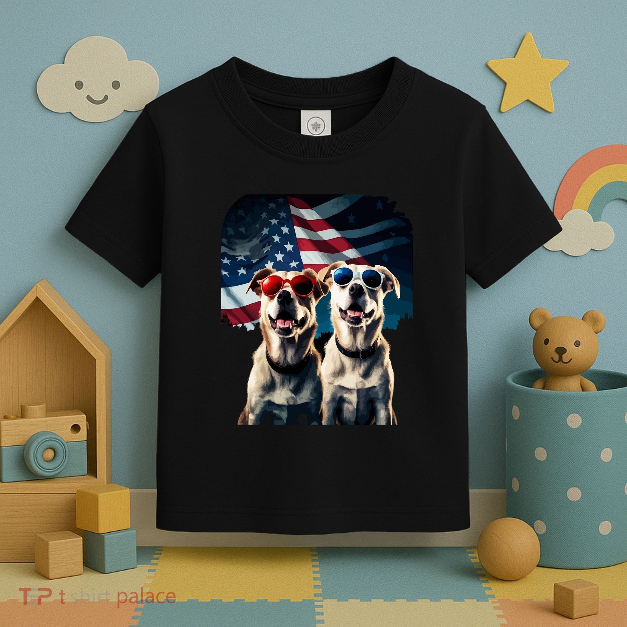 Usa Flag Dog Toddler T-Shirt