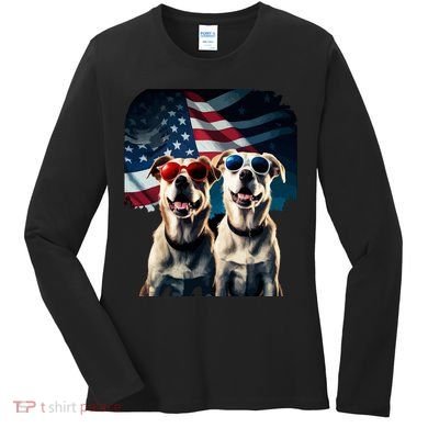 Usa Flag Dog Women's Long Sleeve Shirt