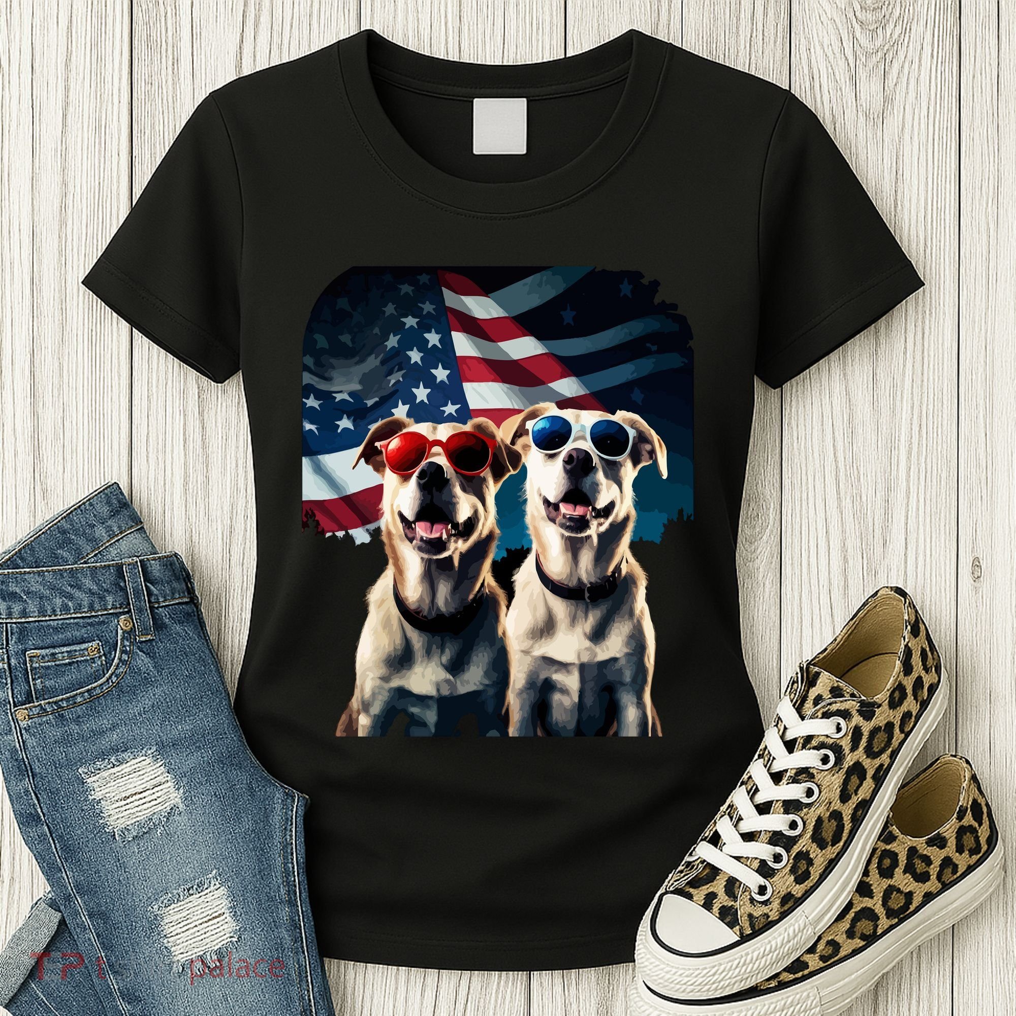 Usa Flag Dog Women's T-Shirt