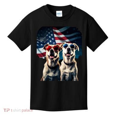 Usa Flag Dog Kids T-Shirt