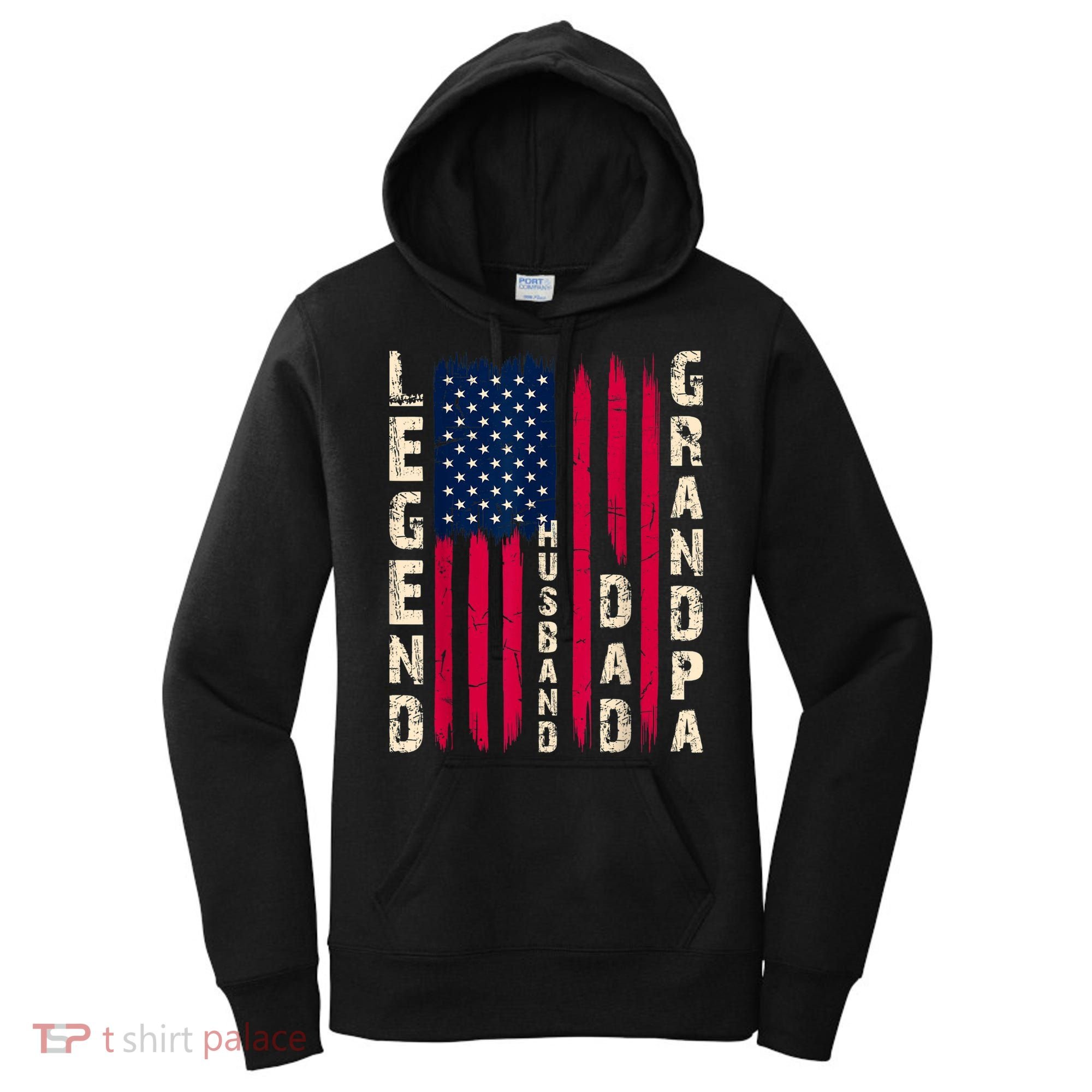 USA Flag Father's Day Dad The Legend Husband Dad Grandpa Women's Hoodie