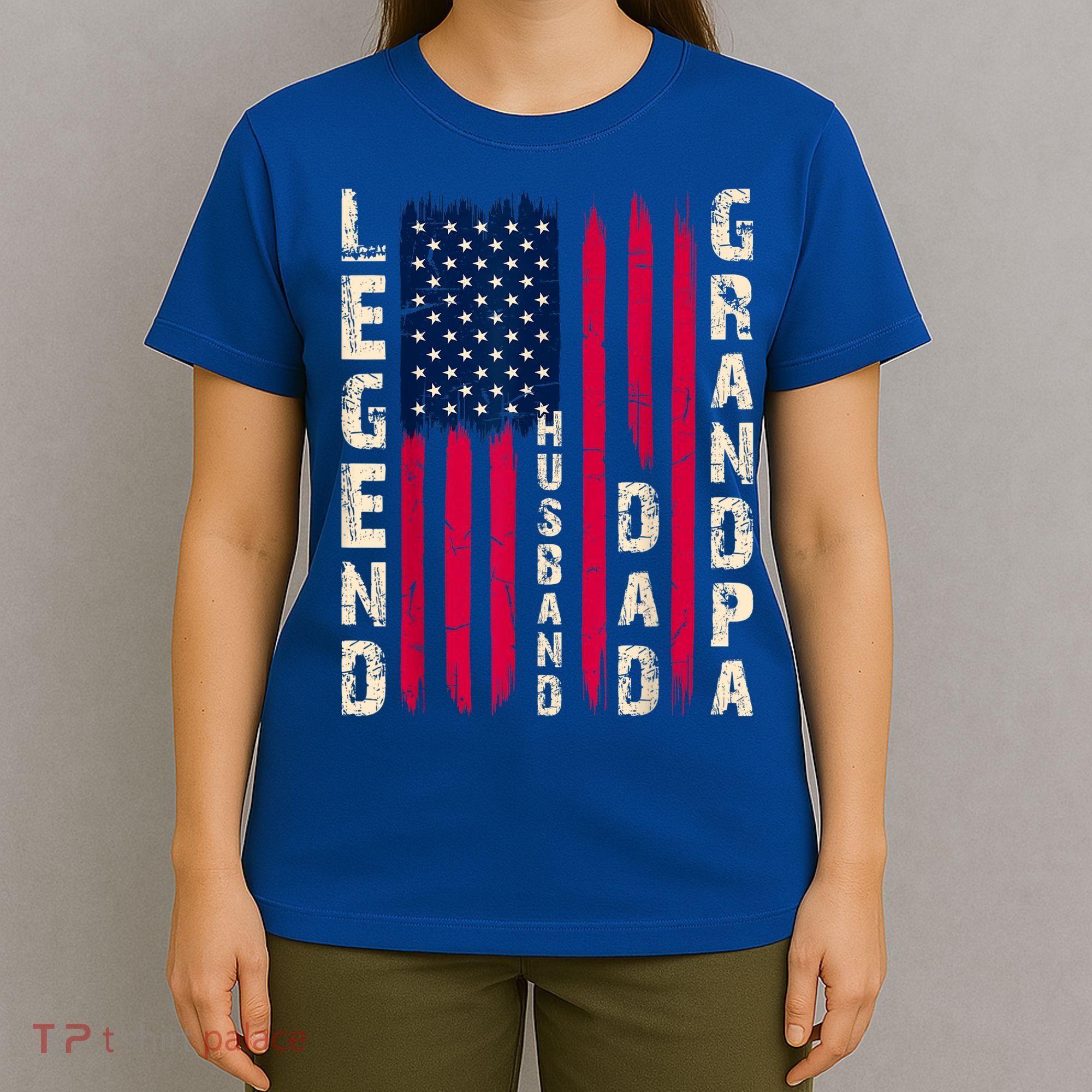 USA Flag Father's Day Dad The Legend Husband Dad Grandpa T-Shirt