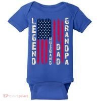 USA Flag Father's Day Dad The Legend Husband Dad Grandpa Baby Bodysuit thumb 0