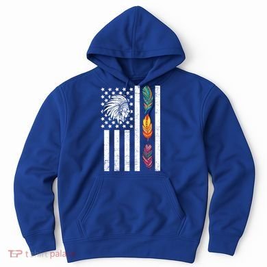 Usa Flag Feather Native American Heritage Day Indian Gift Meaningful Gift Hoodie