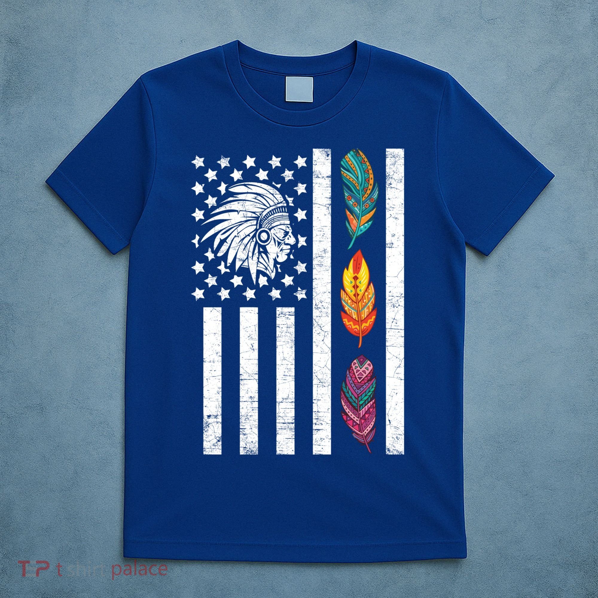 Usa Flag Feather Native American Heritage Day Indian Gift Meaningful Gift T-Shirt
