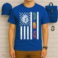Usa Flag Feather Native American Heritage Day Indian Gift Meaningful Gift T-Shirt thumb 6