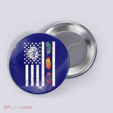 Usa Flag Feather Native American Heritage Day Indian Gift Meaningful Gift Button