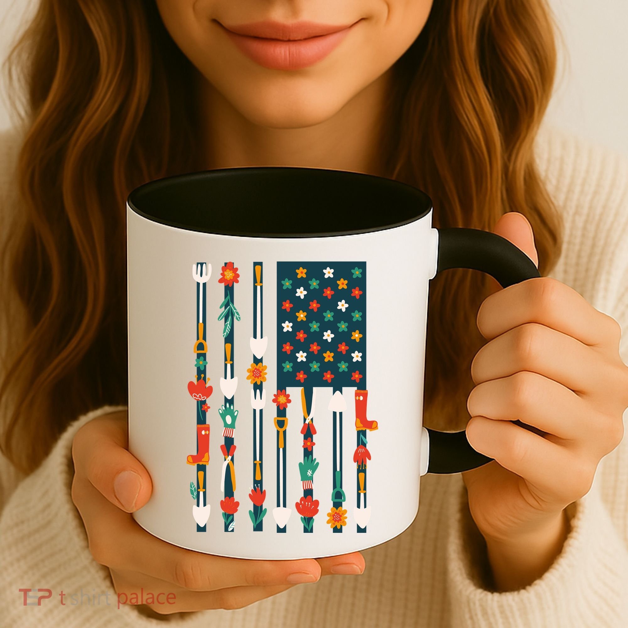 USA Flower Flag Garden Coffee Mug