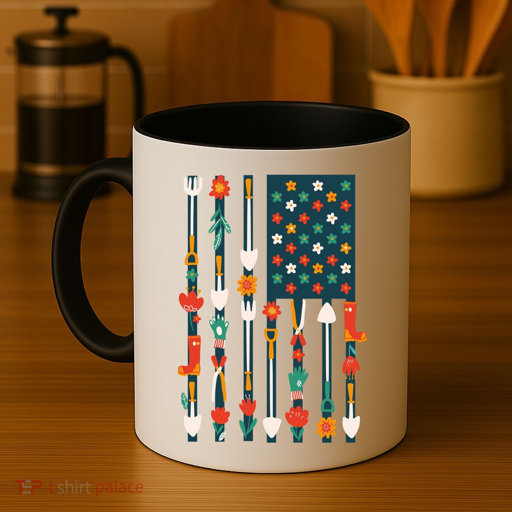 USA Flower Flag Garden Coffee Mug