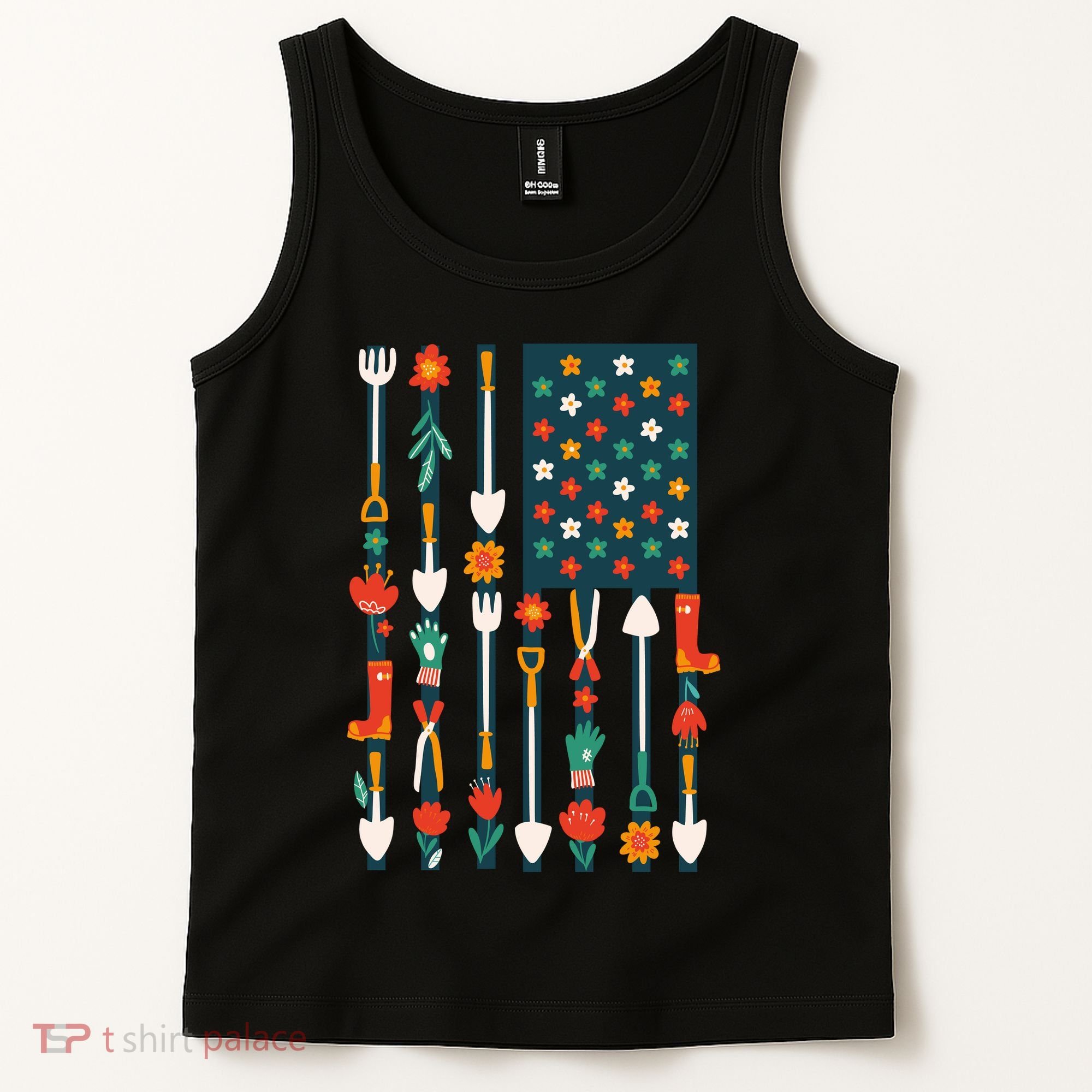 USA Flower Flag Garden Tank Top