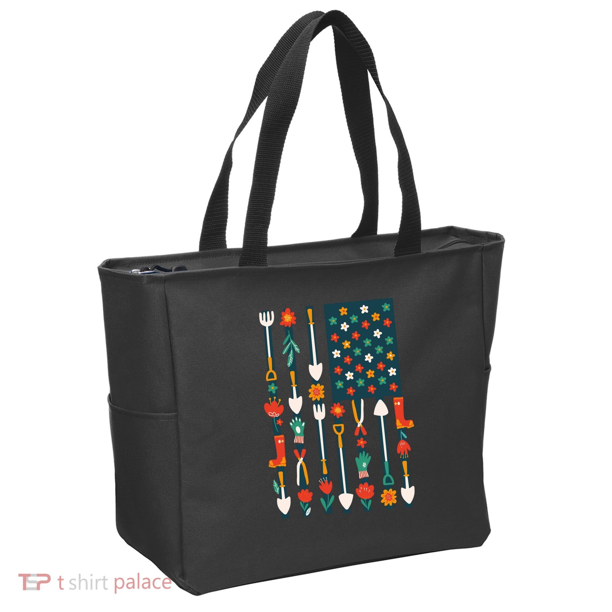 USA Flower Flag Garden Tote Bag