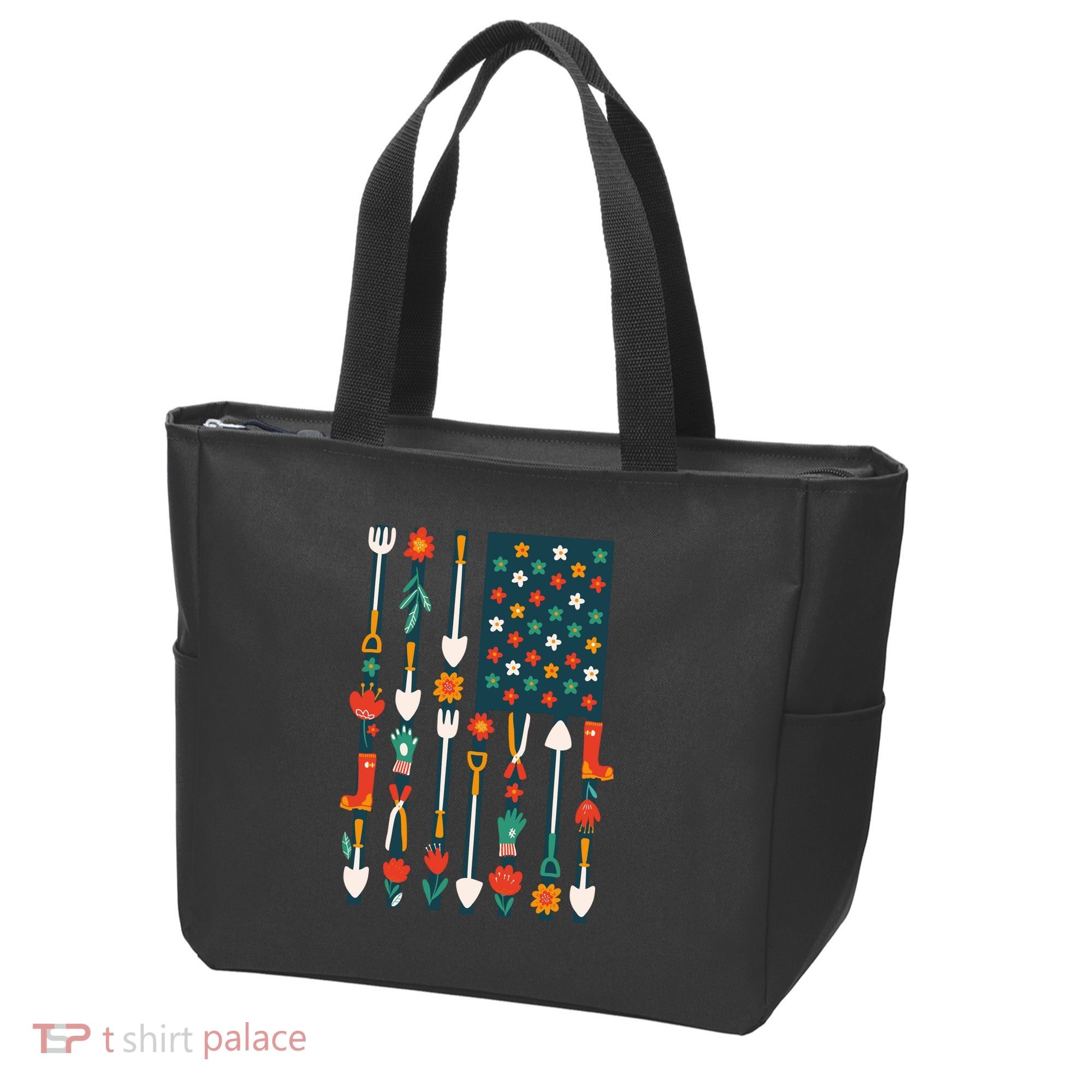 USA Flower Flag Garden Tote Bag